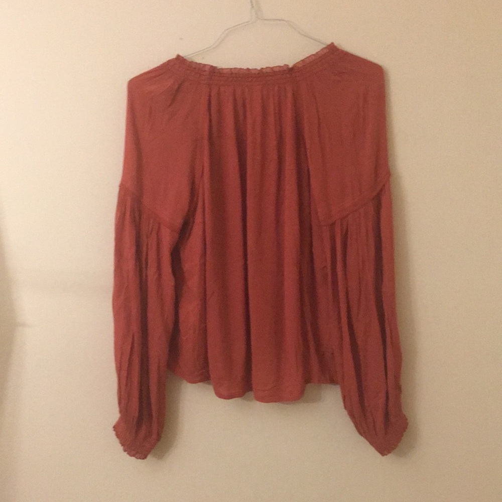 Free People Rust Orange Blouse Banda Crinkle - Picture 10 of 16